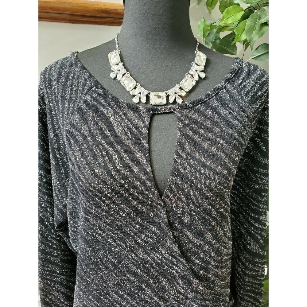 Jennifer Lopez Womens Black Nylon Long Sleeve Scoop Neck Casual Top Size X-Large - Picture 2 of 11